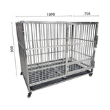 Stainless steel dog cage indoor foldable portable medium and large dog pet cage with tray square tube dog cage breeding