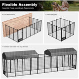 Large Dog Kennel Outside with Roof Heavy-Duty Indoor Outdoor Run Dog Enclosure with Removable Cover Dog Pens Outside