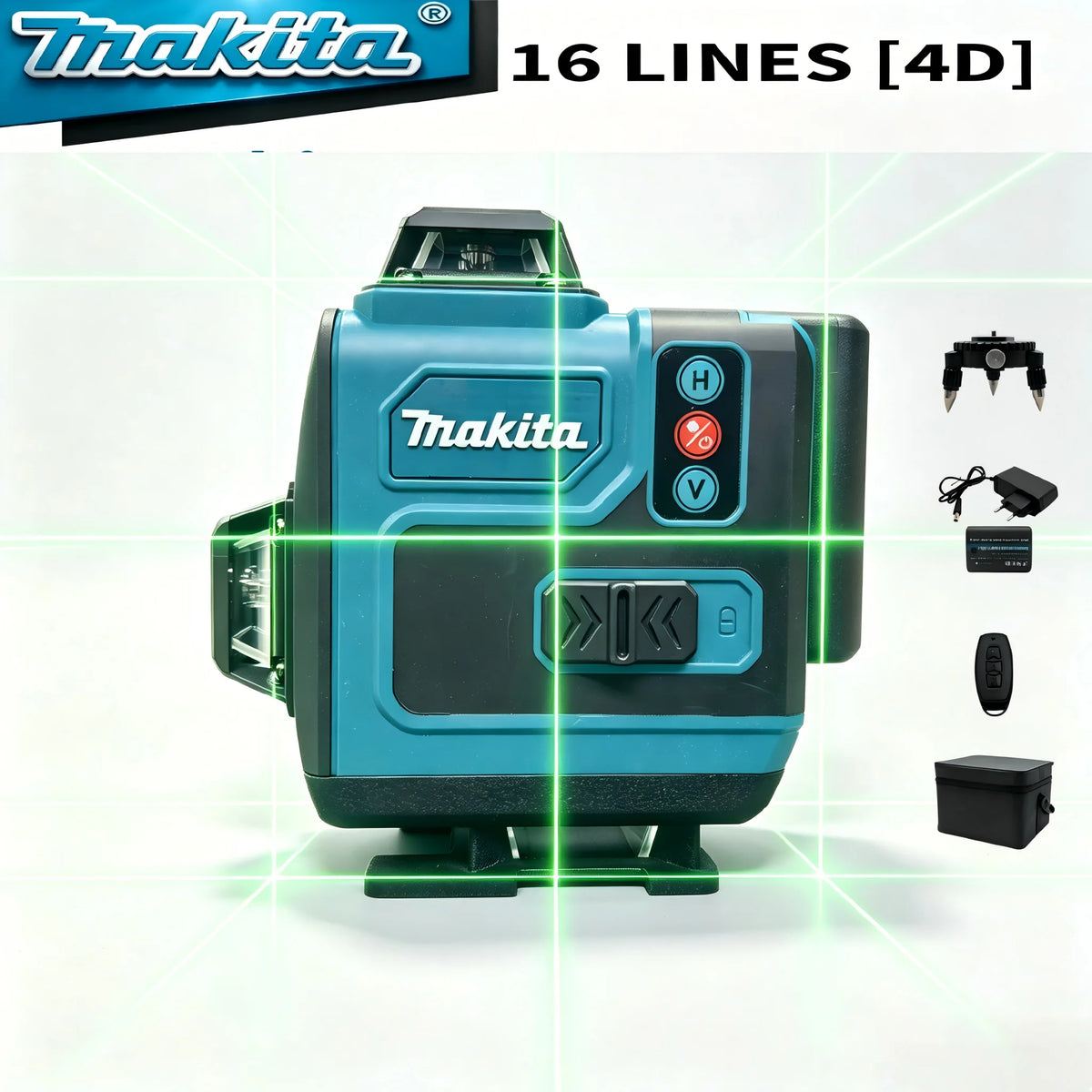 Makita 16 Lines 4D Green 360° Self Leveling Cross Line Laser Leveler With 18V 6.0Ah Lithium Battery For Construction Home DIY