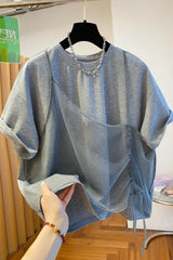 Fashion T Shirt Women Design Sense Niche T-shirt Loose Casual Stitching Vest Short Sleeve Tshirt Fake Two Piece