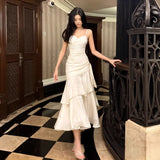 Elegant Mermaid Tulle Skirt Off-Shoulder Birthday Dress Candlelight Night Song Luxury Strapless Gown for Women Summer Party D...