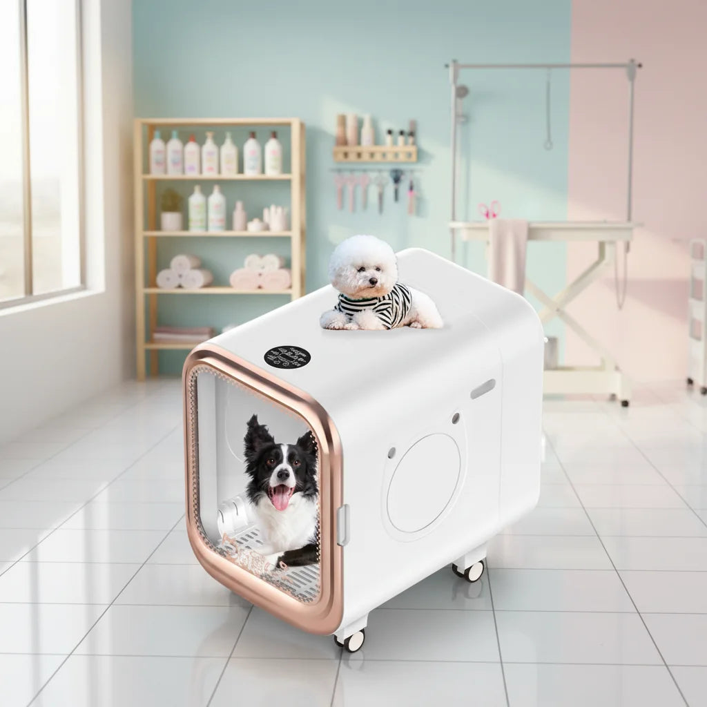 Eco-Friendly Plastic Pet Dryer For Cats & Dogs-Low Noise Grooming Box With Temperature Control & Timer