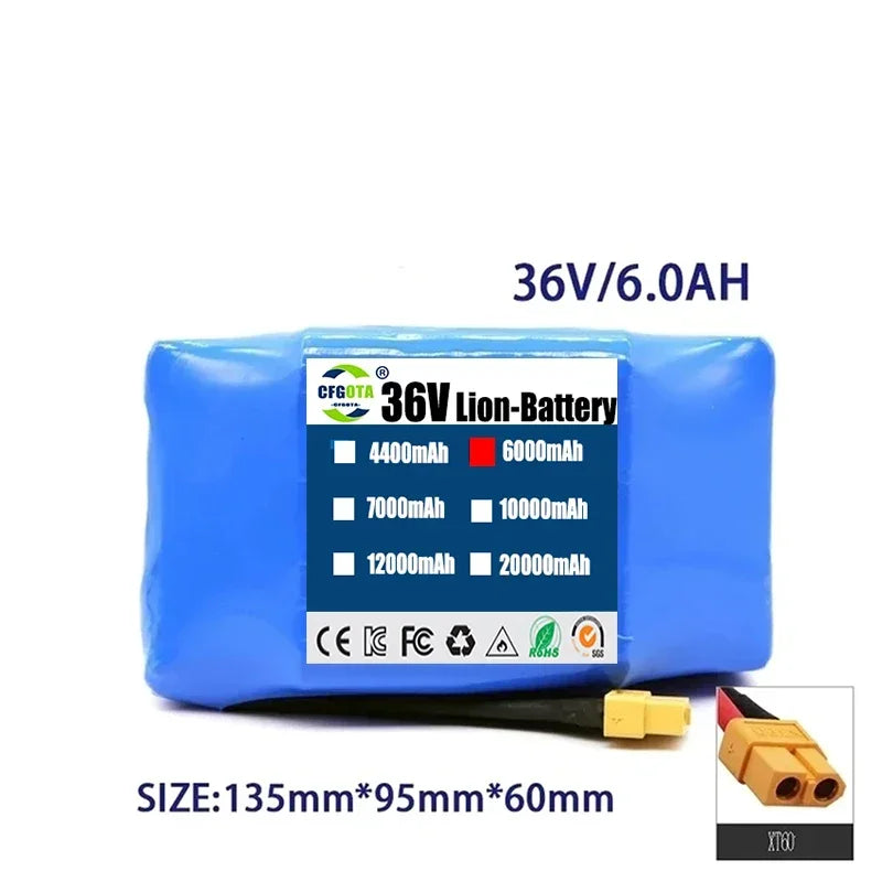 36V 7Ah Battery Hoverboard Rechargeable Li-ion Battery Pack Li-ion Cell for Electric Self Balance Scooter Hoverboard Unicycle