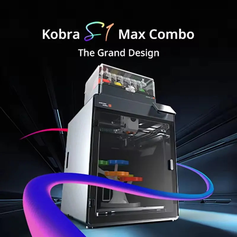 Anycubic Kobra S1 Max Combo MultiColor 3D Printer Hardened Steel Nozzle High Precision Max Speed 600mm/s 3D Printer 350×350×350