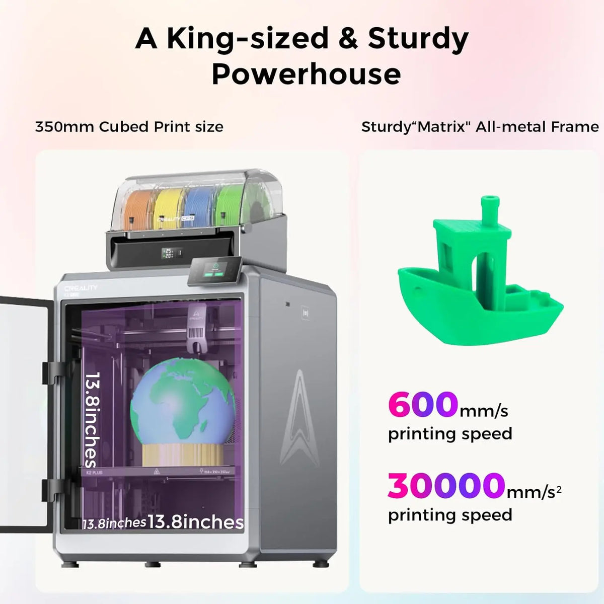 Creality K2 PLUS Combo 3D Printer Enclosed Chamber Design with 600mmS HighSpeed Printing AutoBedLeveling and FilamentRunoutS