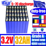 New Grade A LiFePO4 3.2V 32Ah Lithium Iron Phosphate Battery DIY 12V 24V 48V Motorcycle Motor Modification and Charging Battery