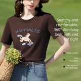 I BELIEVE YOU Brown Pony Letter Embroidered Short Sleeved T-Shirt For Women 2026 Summer New Casual Commuter Top 2262016364
