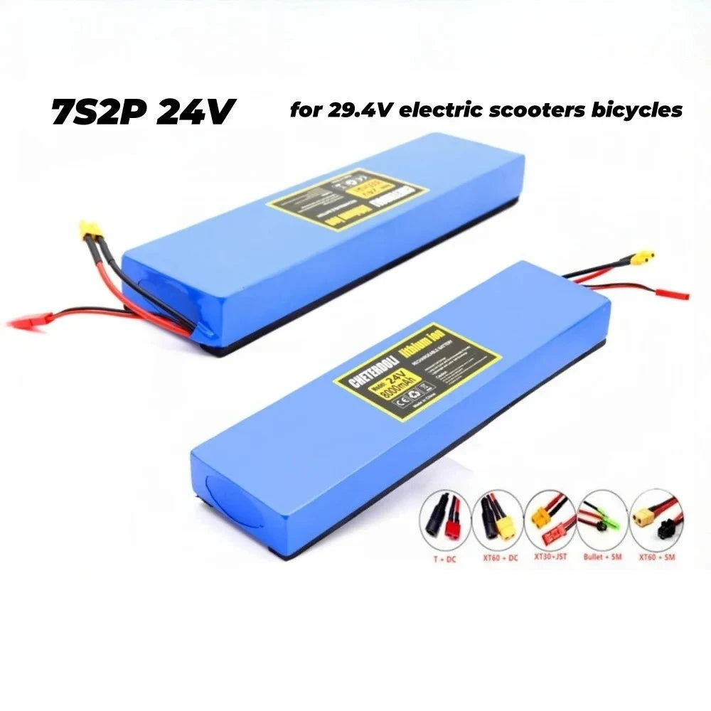 Aleaivy 24V 8000mAh 7S2P High-Capacity Li-ion Battery with Shock-Resistant Cotton, 29.4V 6Ah for Bicycles