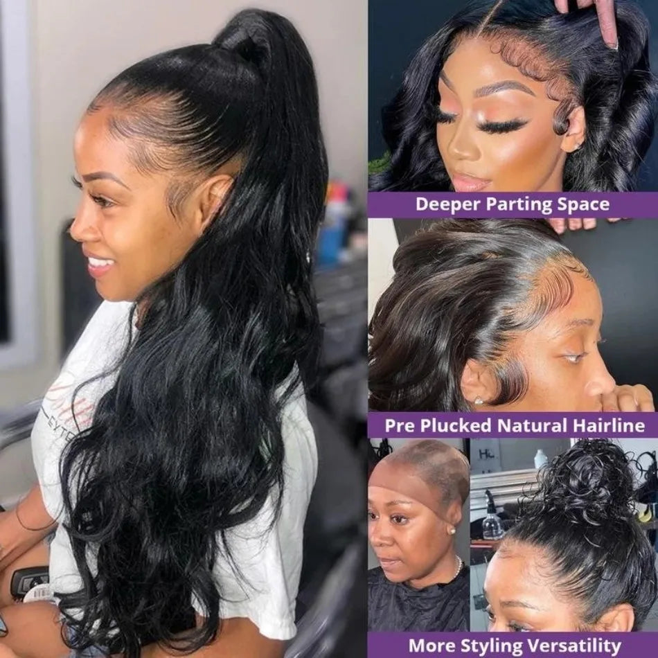 Body Wave Human Hair Wigs 360 Full Lace Wig Human Hair Pre Plucked Hd Invisible StrapPre Cut Lace 200 Density With Drawstring Hidden Strap Snug Fit Wigs
