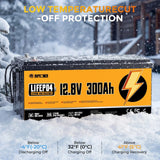 RVPOZWER 12.8V 300Ah LiFePO4 Lithium Battery 3840Wh Smart Built-in BMS Rechargeable Storage Battery 15000+ Deep Cycles Portable Iron Phosphate Battery for Off-Grid Solar System RV Camper Trailer Marine Boat Trolling Motor Household Emergency Backup Power