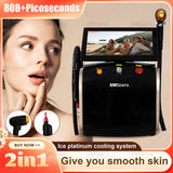 2IN1 808 Diode Laser Hair Removal & Picosecond Laser Tattoo Removal Machine with Cooling, CE Certified