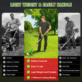 2-in-1 Cordless Electric Lawn Mower Brushless Edger Eater Grass String Trimmer Cutter 650W 18000 RPM With 24V Two Battery Adjustable For Garden Tool