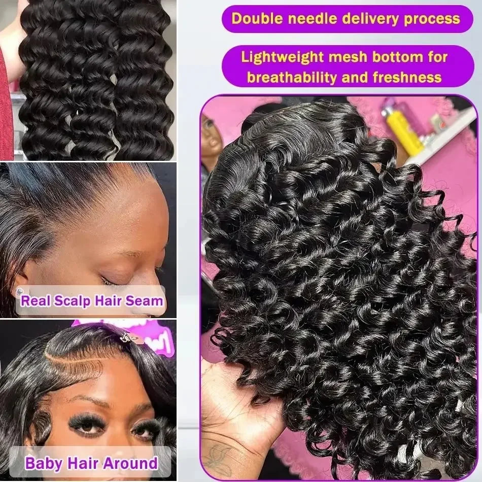 Loose Deep 13x6 Lace Front Human Hair Wig 30 40 Inches Brazilian Water