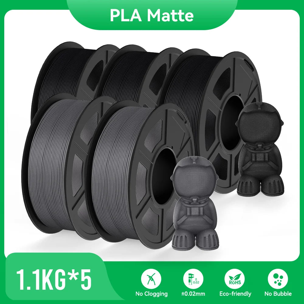JAYO PLA Matte 3D Printer Filament 1.75mm+/-0.02mm 5/10Rolls 100% No Bubble Non-toxic3D Printing Materials for 3D Printer& Pen