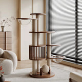 Modern Eco-friendly 4-Level 102cm Wood & Sisal Cat Scratching Tree for Living Room All Seasons Multi-Cat Climbing Toys