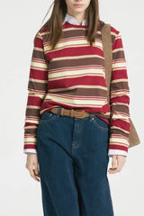 Hirsionsan Long Sleeve Striped T Shirt Women 2025 Spring autumn Oversized 100% Cotton Tshirts Female Casual Chic Tees Girls Tops