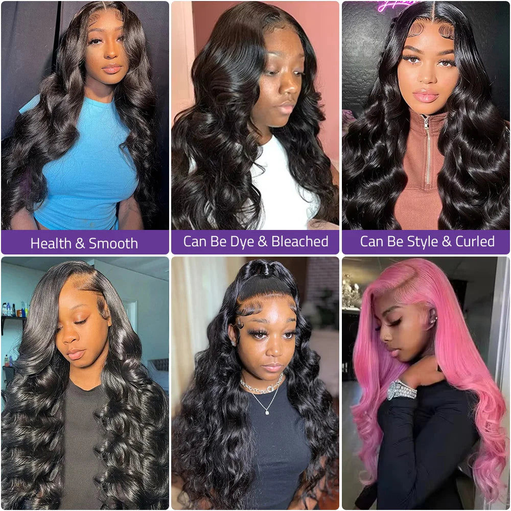 Body Wave 13x6 HD Lace Front Human Hair Wig 200% Density 360 Full Transparent Lace Frontal Brazilian Wigs Preplucked For Women
