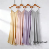 2026 Women's Fashion New 21MM 100% Natural Mulberry Silk Plain Satin Extended French Sexy Adjustable Shoulder Strap Solid Dress