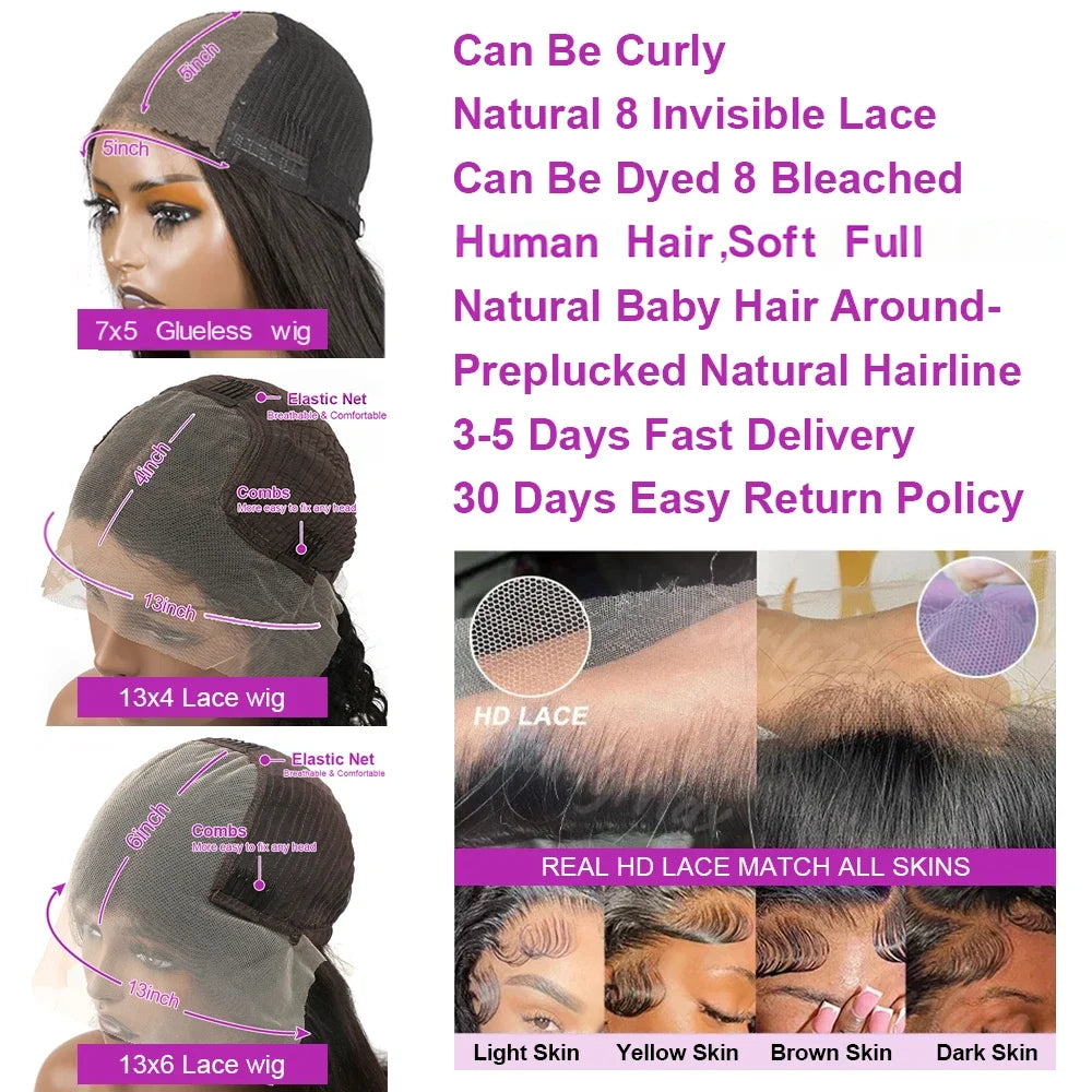 13x6 Hd Lace Frontal Wigs Glueless Human Hair Short Bob Wigs Body Water Wave Lace Front Wigs Brazilian Virgin Hair Natural Black