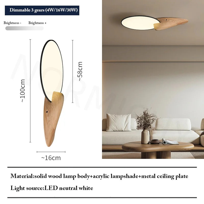 Modern New Chinese Style Led Ceiling Light Living Room Bedroom Master Light Wabi-Sabi Style Antique Solid Wood Home Appliance