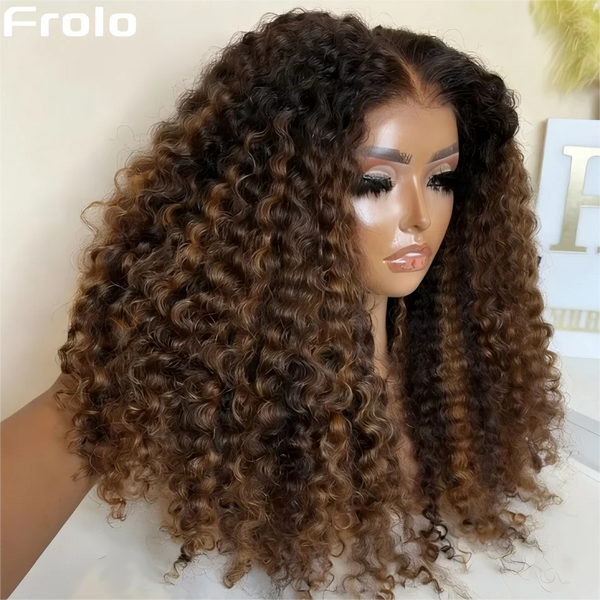 Highlight Ombre Bob Wig Human Hair Curly Short 5X5 Hd Lace Closure Wig