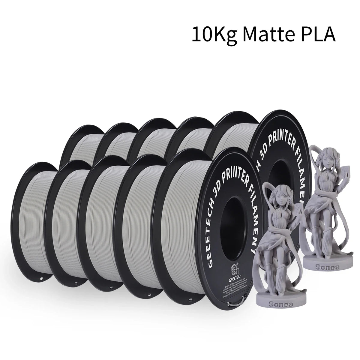 GEEETECH 10Kg 3d Matte PLA Filament 1.75mm Spool Wire For 3D Printer Material,Safety, Vacuum packaging
