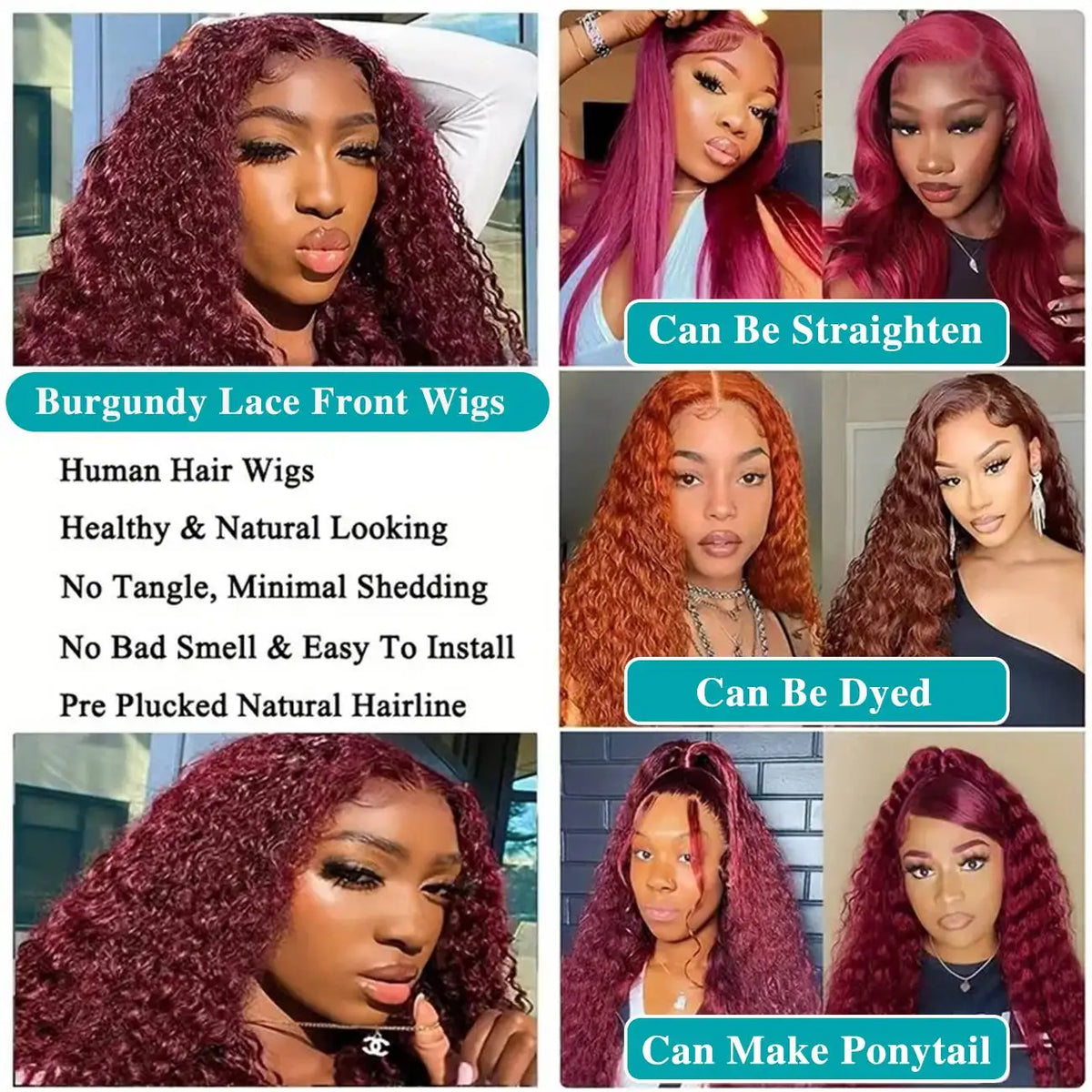 Deep Wave 99J Burgundy 13x4 Lace Frontal Wig Human Hair 13x6 HD Lace Front Wigs Red Wine Water Curly Wigs With Baby Hair