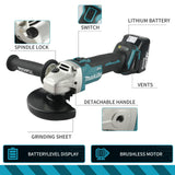 Makita DGA506 18V 125mm Brushless Angle Grinder Electric Polishing Machine Metal Grinding Tool for DIY And Professional Use