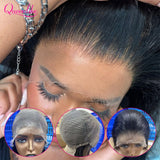 Queenlike 26 Inch 13x6 HD Lace Frontal Human Hair Wigs Straight Remy Hair Frontal Wigs Human Hair Natural Black For Women