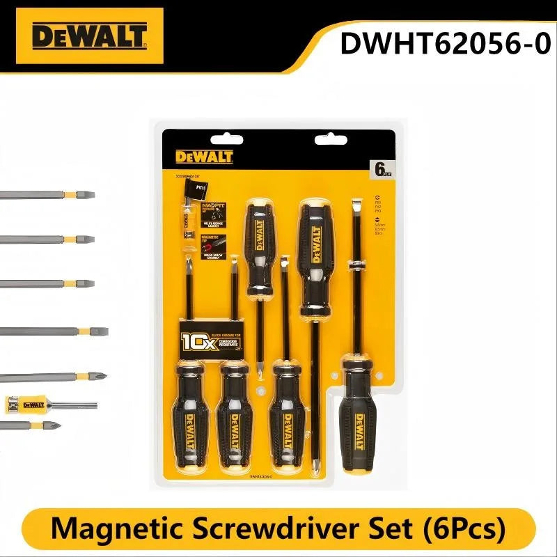 DEWALT DWHT62056-0 Magnetic Screwdriver Set (6Pcs): Magnetic Sleeve, Non-slip Handle, Phillips & Slotted