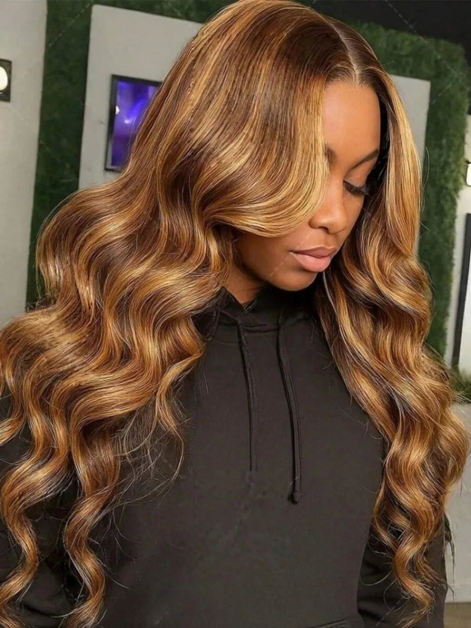 13X6 Hd Lace Frontal Wig Highlight Ombre Wig Human Hair 427 Body Wave Original Brazilian Wigs P1B30 Lace Front Wigs 250 Density