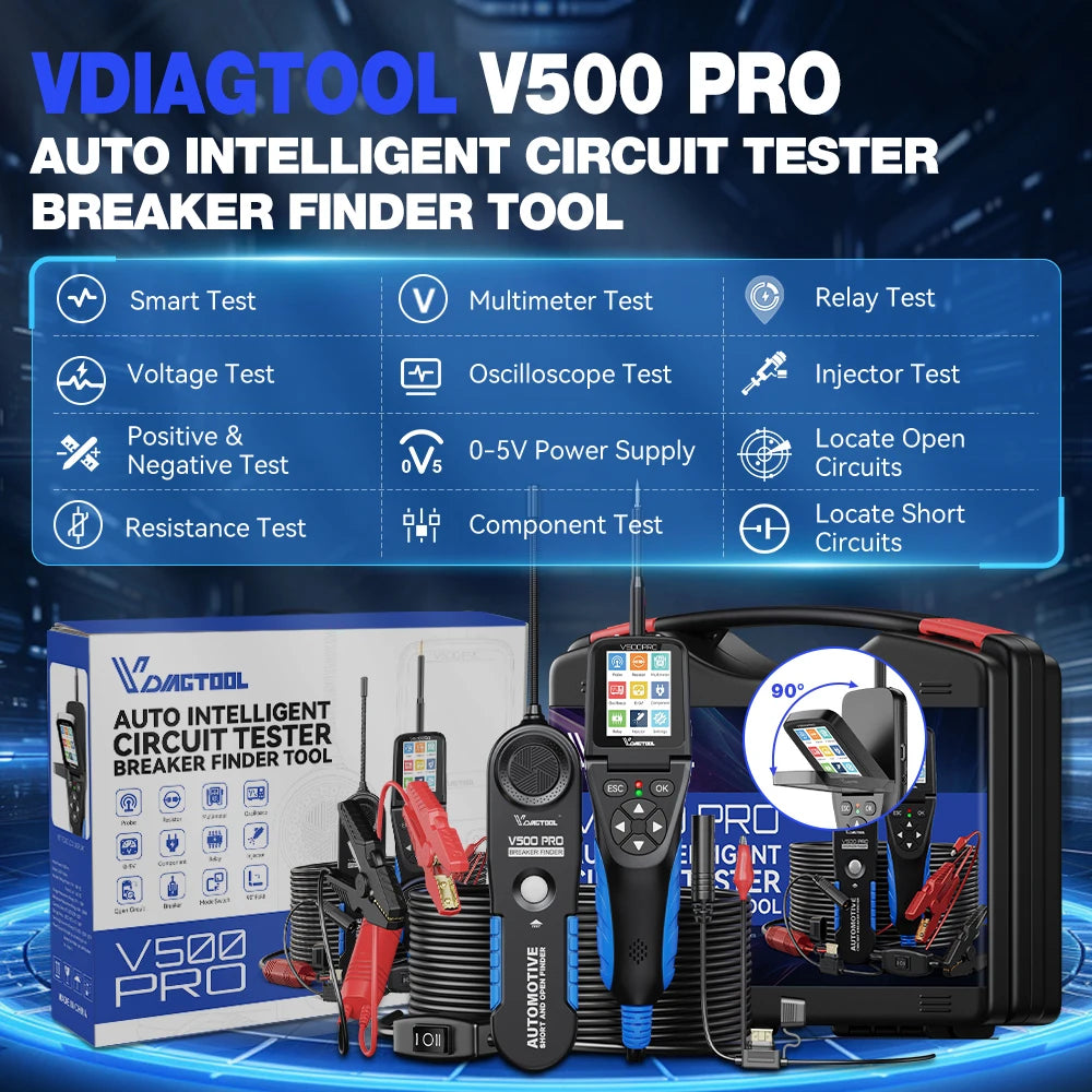 VDIAGTOOL V500PRO 2-in-1 Automotive Power Probe Tool with Multimeter/Oscilloscope/Injector Test 9-30V Circuit Voltage Break Test