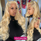 613 Human Hair Wig 13X6 Body Wave Blonde Hd Lace Frontal Wig Preplucked 13X4 Transparent Lace Front Wigs For Women 30 38 Inch