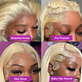 30 40 Inch 613 Honey Blonde 13x6 Hd Transparent Lace Front Human Hair 13x4 Bone Straight Lace Frontal Wig for Women 250 Density