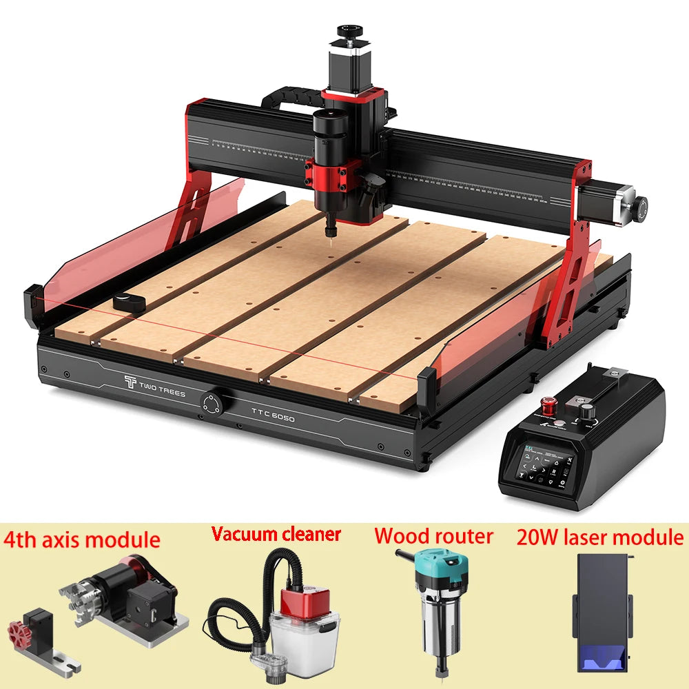 Twotrees 500W CNC Router TTC6050 CNC Engraver DIY Woodwork 600x500mm Laser Engraving Machine For Wood PVC PCB Glass DMF Metal