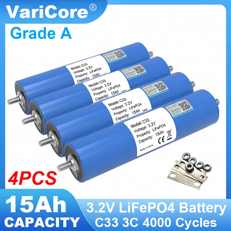 4pcs VariCore 3.2V 360Ah 340Ah 100AH 20Ah 15Ah LiFePO4 Cells Lithium-Iron Phosphate for 4S 12V 24V 48V EV Golf Cart Power Tools