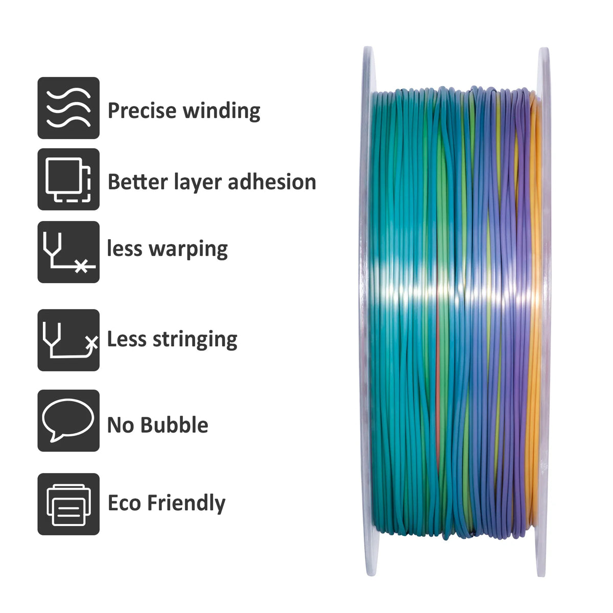 GEEETECH 5Rolls 3D Silk PLA Filament 1Kg/roll 1.75mm Spool Wire For 3D Printer Material,Vacuum packaging,Safety