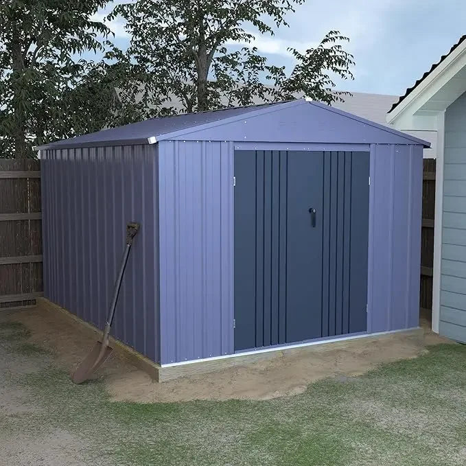 10 'x 10' outdoor storage shed, double door, garden metal shed, multifunctional, backyard, terrace lawn storage shed
