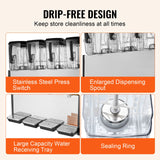 SucceBuy Commercial Beverage Dispenser 4 Tanks 10L/12L Per Tank Juice Dispenser Stainless Steel Ice Tea Drink Machine