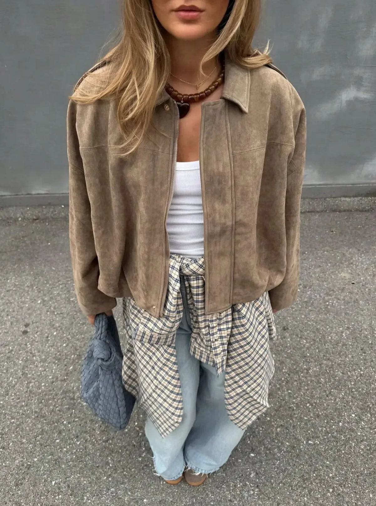 Women’s 2026 Autumn and Winter New Casual Fashion Suede-Textured Pilot Jacket Top
