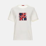 CH Square Floral Embroidered Slim Fit T-Shirt Women Crew Neck Short Sleeve Premium Casual Top