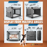 42 Inch Portable Travel Dog Kennel for Large Dogs with Durable Mesh Windows and 2 Storage Pockets Indoor and Outdoor for Car So