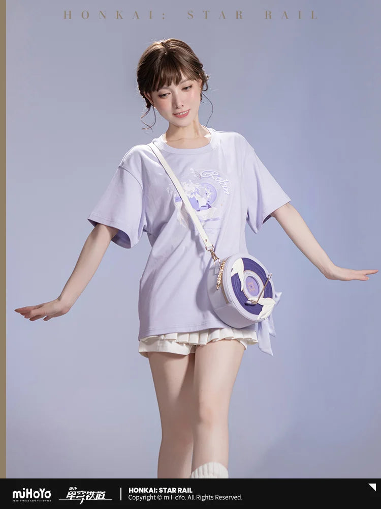 Genuine MiHoYo Game Honkai Star Rail Robin Short Sleeve T-shirt Women Daily Wear Skirt Cosplay Costume Tops Tees Birthday Gift