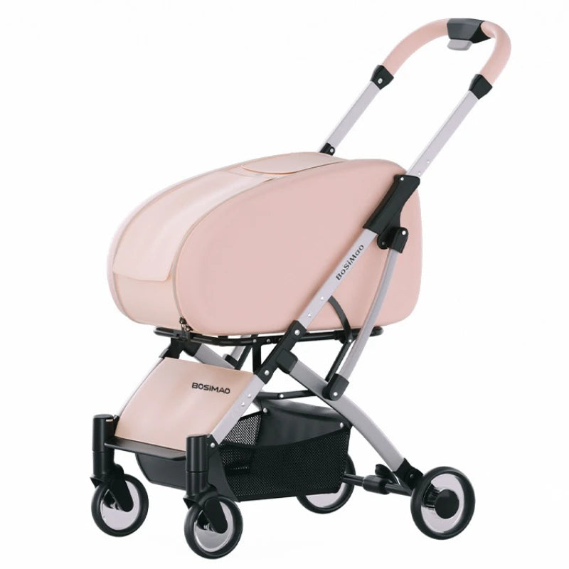 15kg Luxury Foldable Pet Stroller - Detachable Aluminum Frame Lightweight Carrier for Dogs/Cats All-Terrain Travel