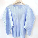 GVUW Pleated Round Collar T Shirt Women Full Sleeve Solid Color Versatile New 2025 Pullover Temperament Female Tops 17G8531