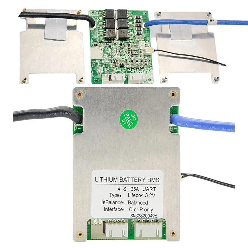 JBD Smart Bms Lifepo4 BMS 4S Lithium Battery Balance Board 20A 30A 35A Same Port Temp Sensor With UART RS485 Bluetooth Function