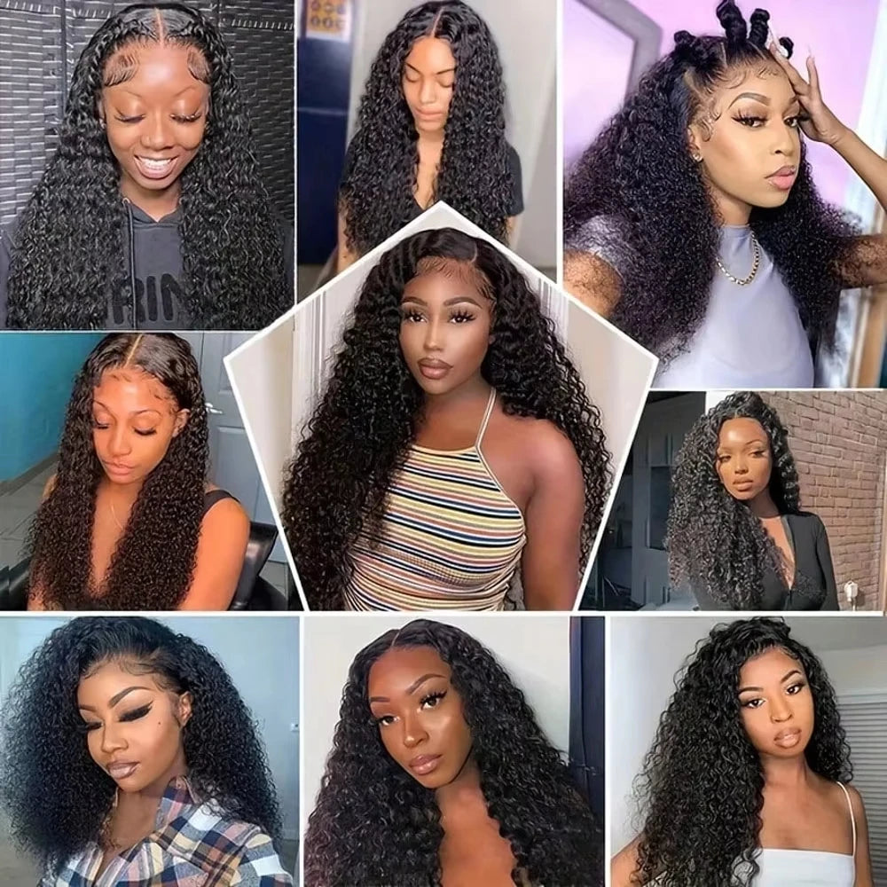13x4 13x6 HD Transparent Lace Deep Wave Frontal Wig 40-42Inch
