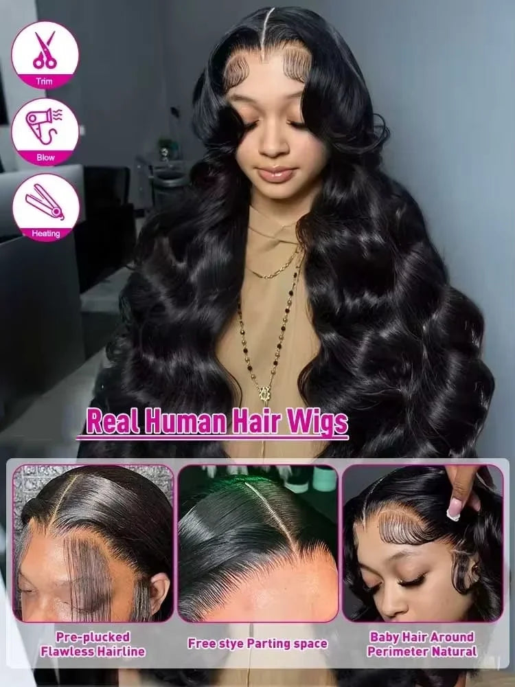13x6 HD Lace Frontal Wigs 30 40 Inch Body Wave Human Hair Wigs Wet And Wavy Lace Front Wig 5x5 Glueless Closure Wig Human Hair