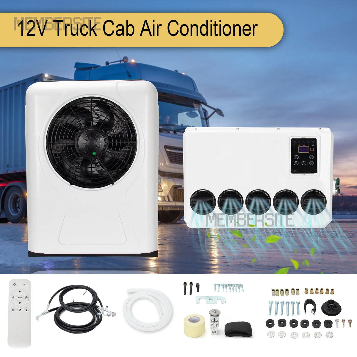 12000 BTU 12V Split AC Truck Cab Air Conditioner For Semi Trucks Bus RV Caravan