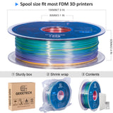 GEEETECH 5Rolls 3D Silk PLA Filament 1Kg/roll 1.75mm Spool Wire For 3D Printer Material,Vacuum packaging,Safety